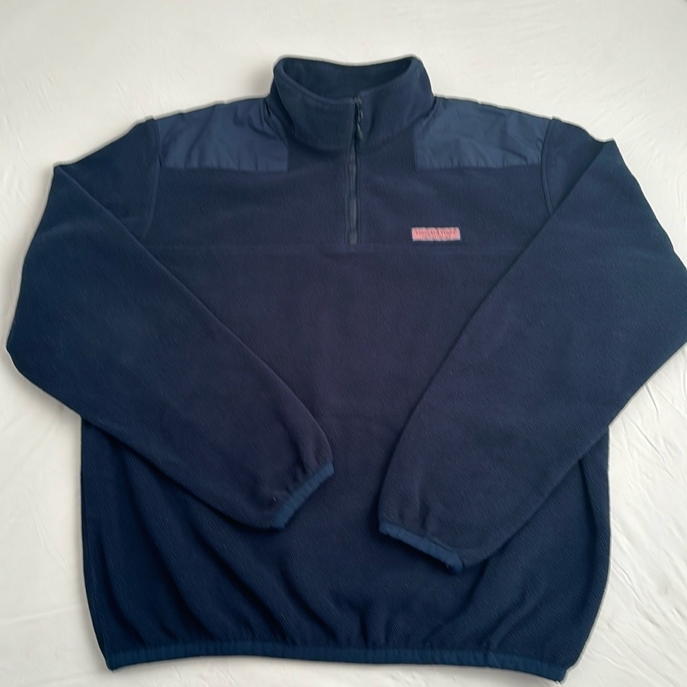 Vineyard Vines quarter zip navy blue active fleece pullover L